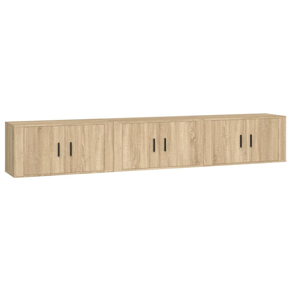 TV-Wandschränke 3er Set Sonoma-Eiche 80 cm