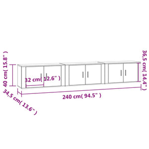 TV-Wandschränke 3er Set Sonoma-Eiche 80 cm