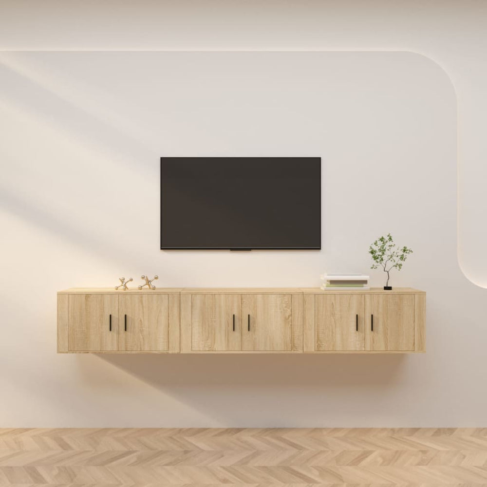 TV-Wandschränke 3er Set Sonoma-Eiche 80 cm