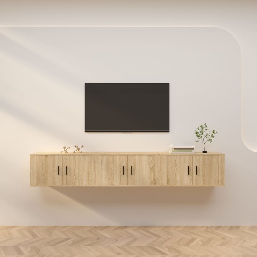 TV-Wandschränke 3er Set Sonoma-Eiche 80 cm