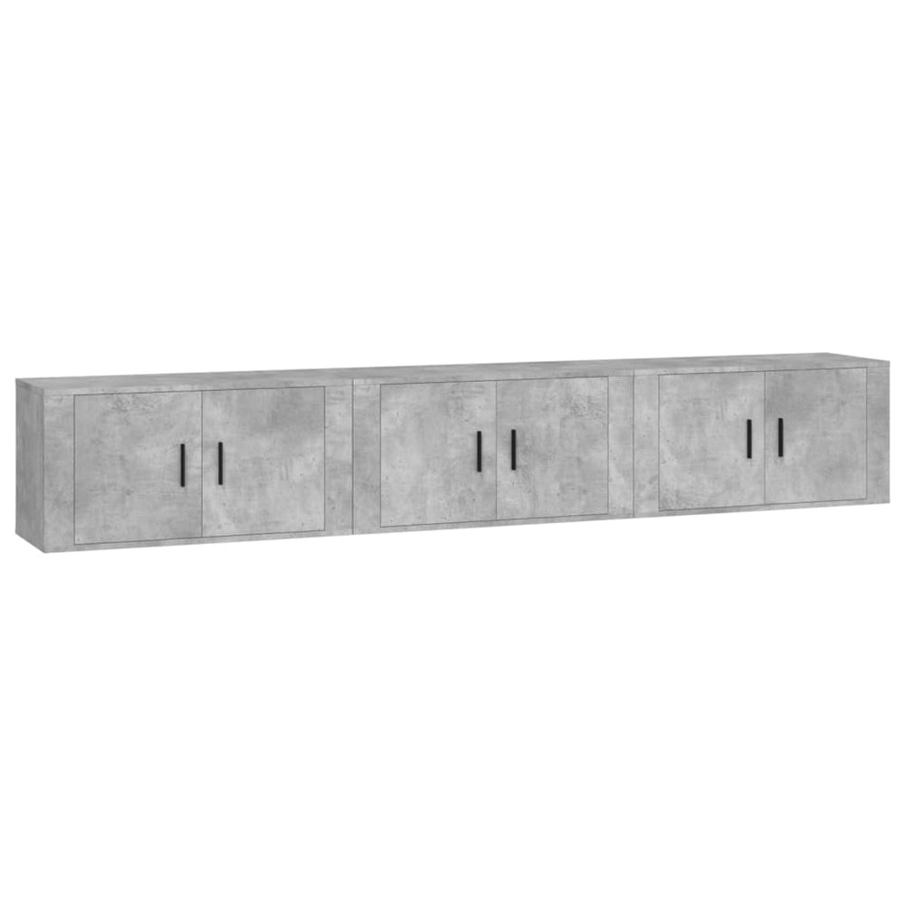TV-Wandschränke, 3er Set, Betongrau, 80 cm