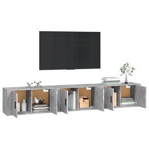 TV-Wandschränke, 3er Set, Betongrau, 80 cm