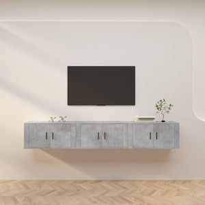 TV-Wandschränke, 3er Set, Betongrau, 80 cm