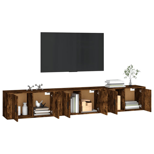 TV-Wandschränke 3er Set Räuchereiche 80cm