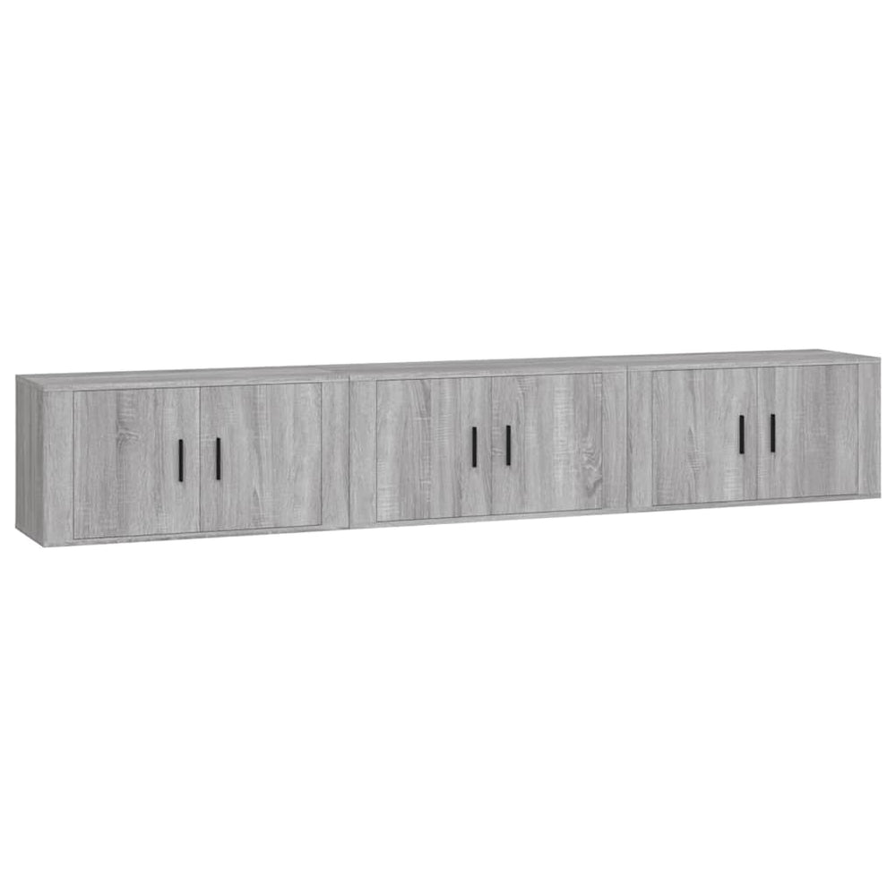 TV-Wandschränke 3er Set Grau Sonoma 80cm