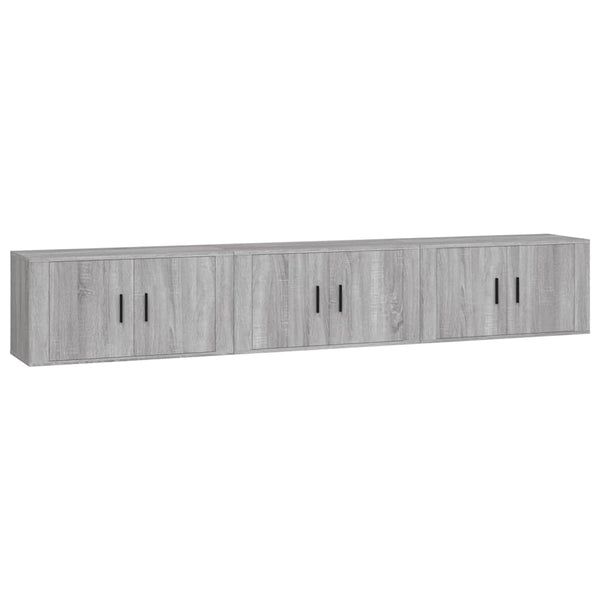 TV-Wandschränke 3er Set Grau Sonoma 80cm