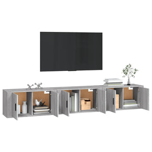 TV-Wandschränke 3er Set Grau Sonoma 80cm