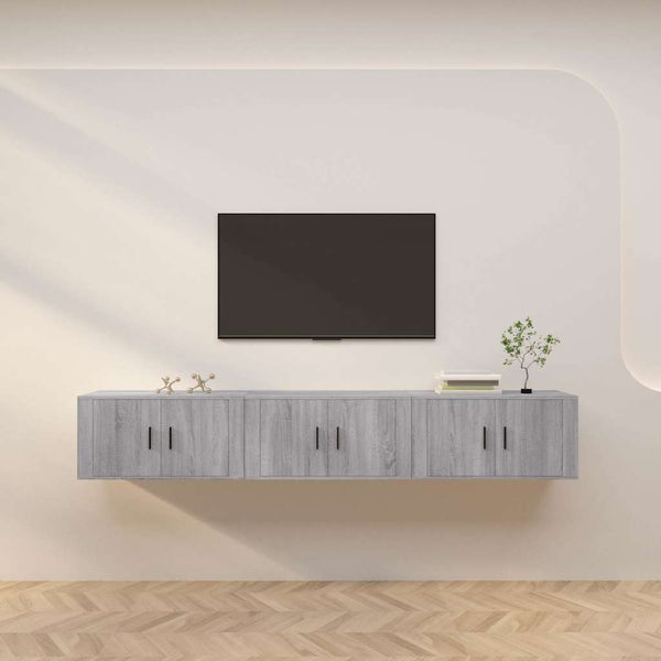 TV-Wandschränke 3er Set Grau Sonoma 80cm
