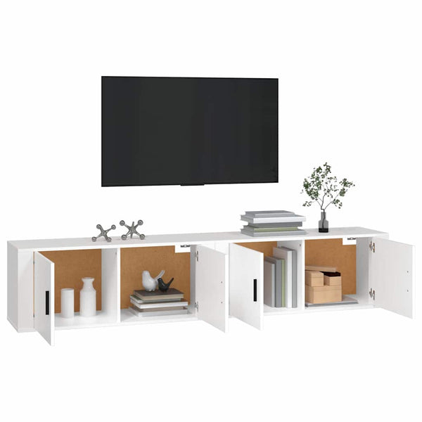 Weiße TV-Wandschränke, 2er-Set