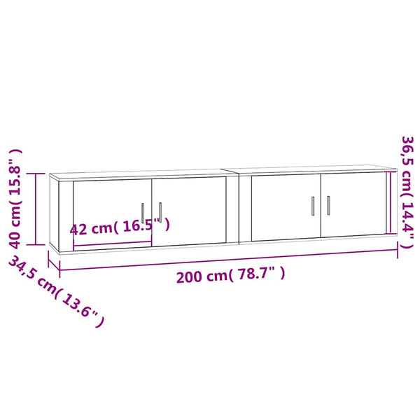 Weiße TV-Wandschränke, 2er-Set