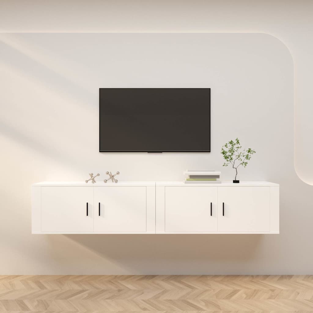 Weiße TV-Wandschränke, 2er-Set