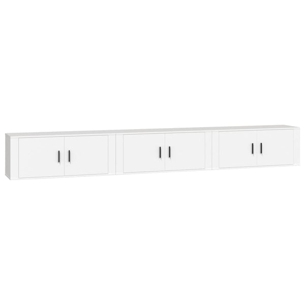 Weiße TV-Wandschränke, 3er Set