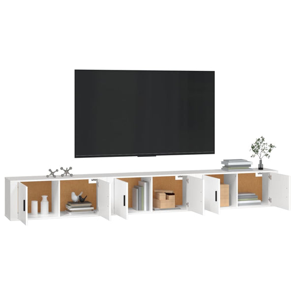 Weiße TV-Wandschränke, 3er Set