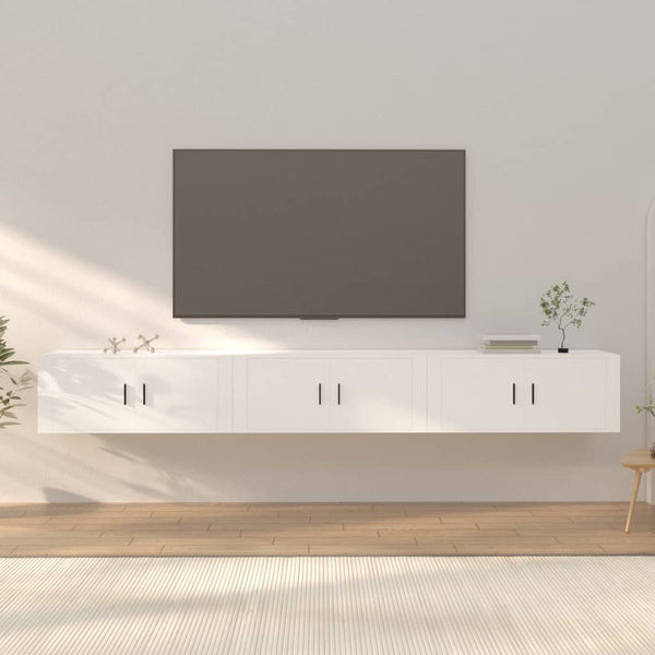 Weiße TV-Wandschränke, 3er Set