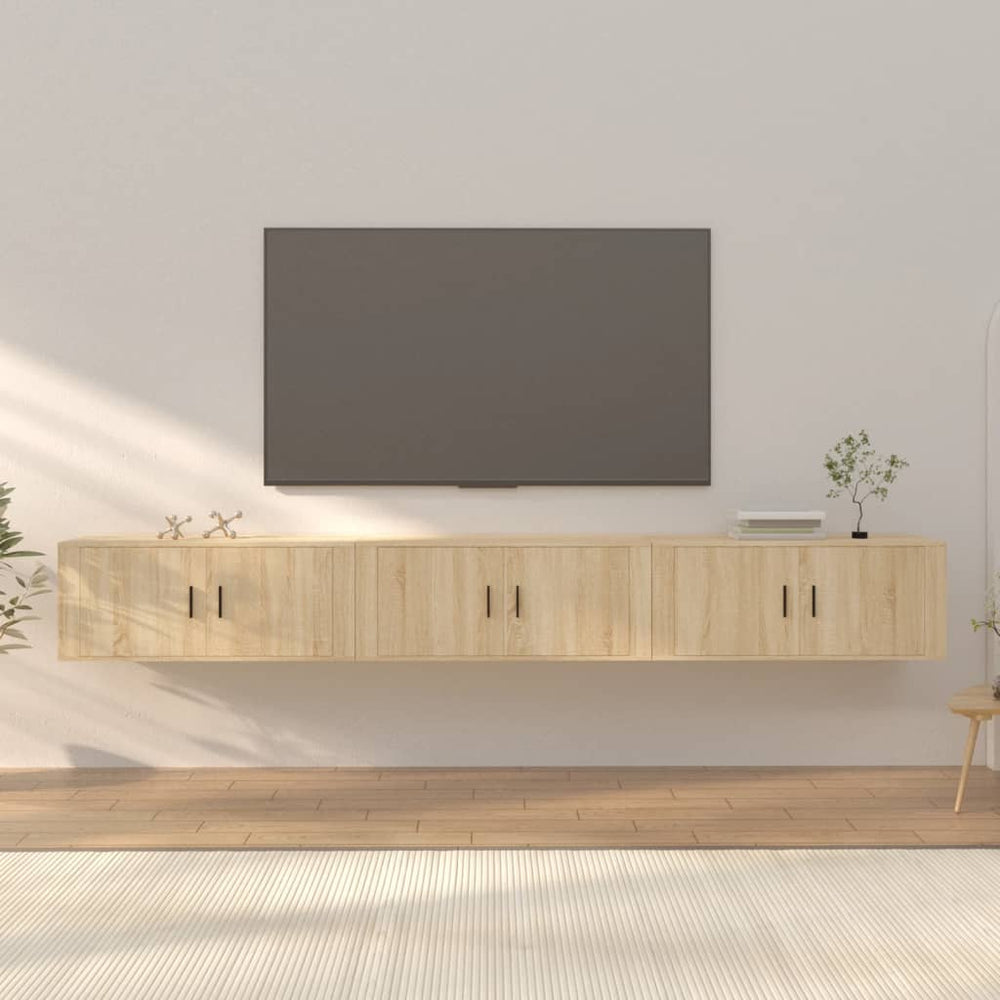 TV-Wandschränke Sonoma-Eiche 3er-Set