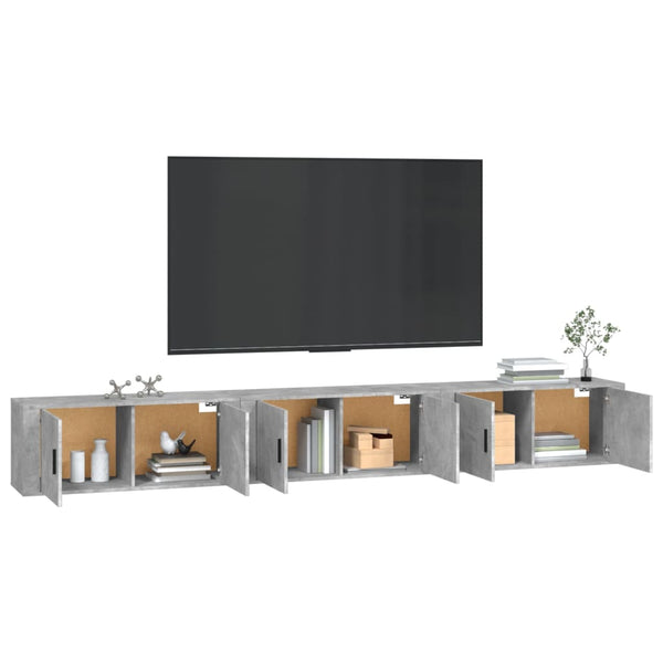 TV-Wandschränke 3er Set Betongrau 100 cm