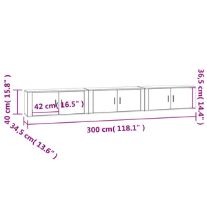 TV-Wandschränke 3er Set Betongrau 100 cm