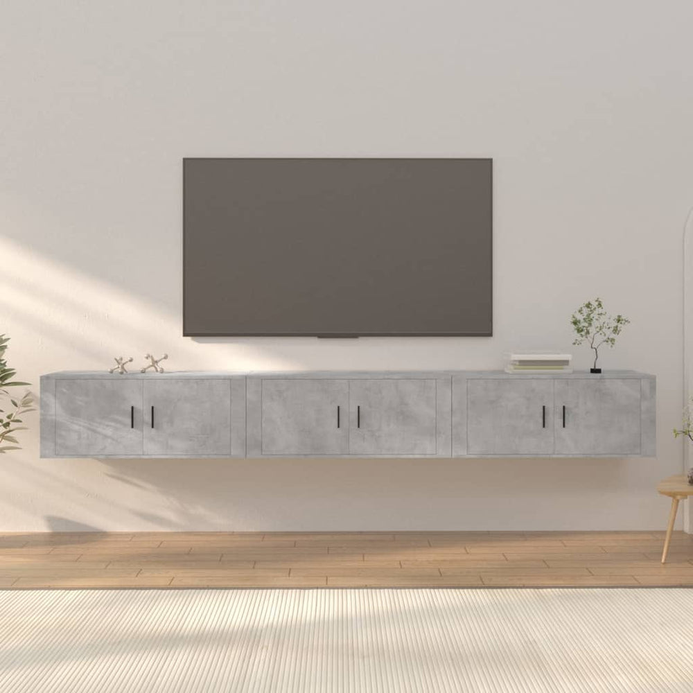TV-Wandschränke 3er Set Betongrau 100 cm