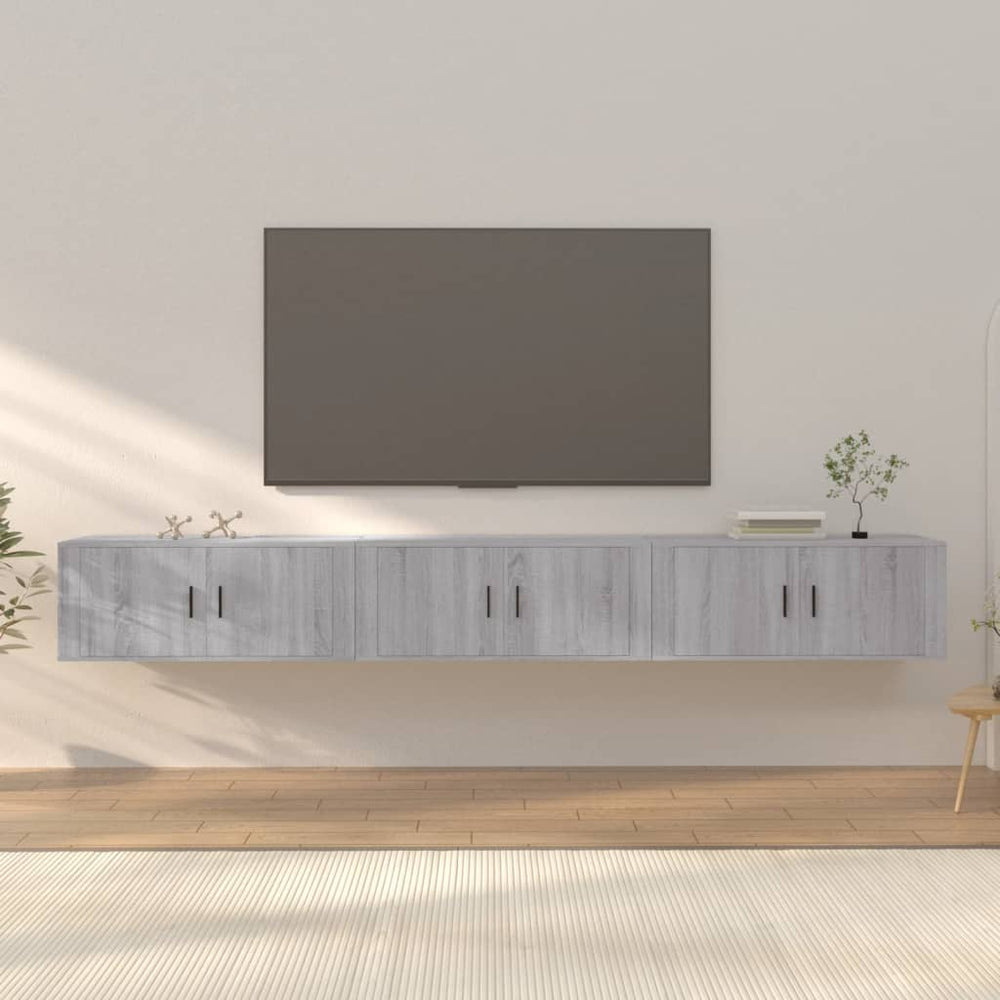 TV-Wandschränke Grau Sonoma 3er-Set 100 cm