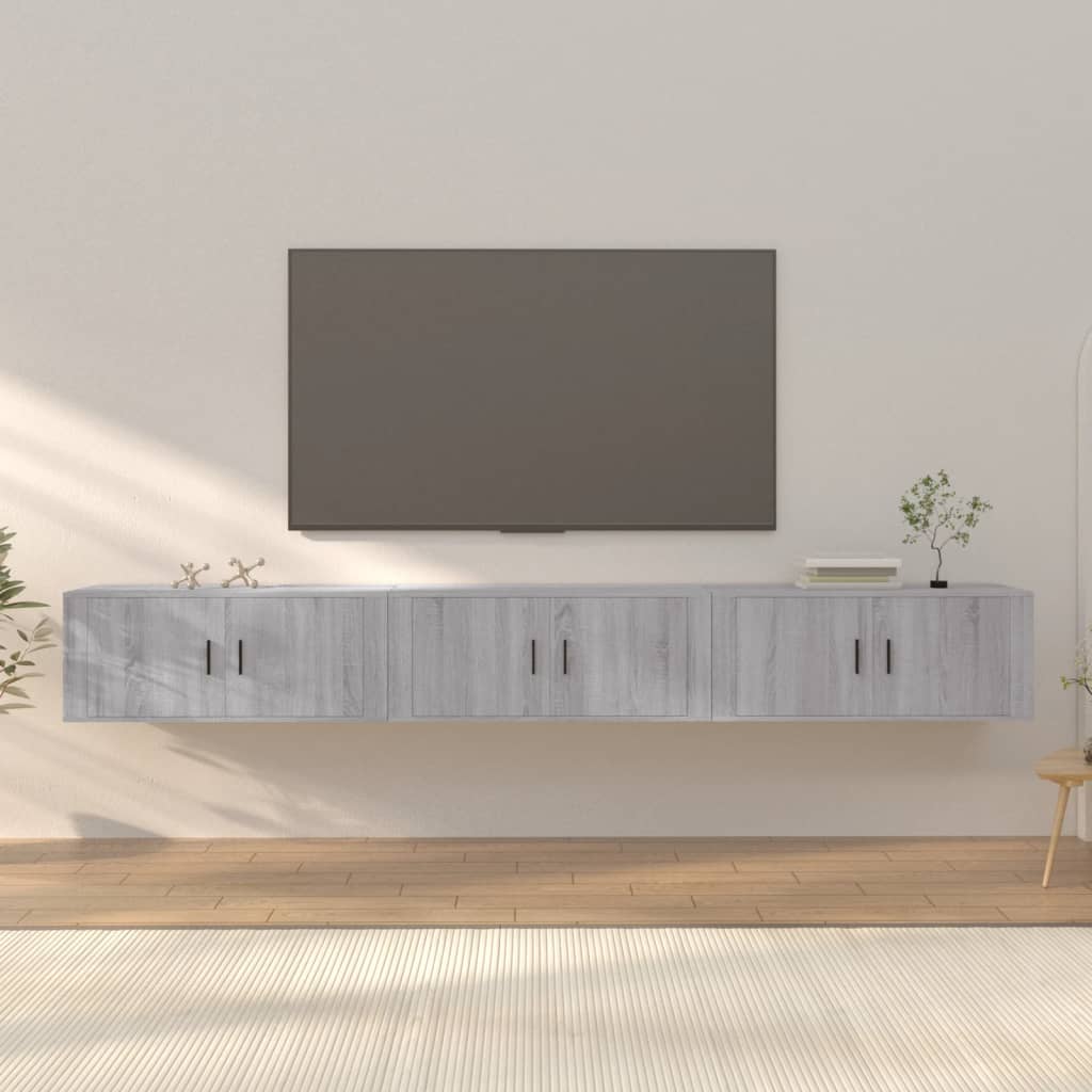 TV-Wandschränke Grau Sonoma 3er-Set 100 cm
