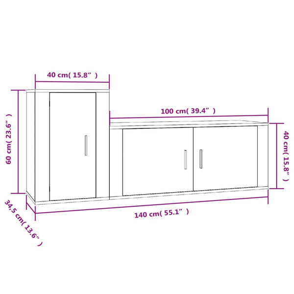 2-tlg. TV-Schrank-Set Sonoma-Eiche Holzwerkstoff