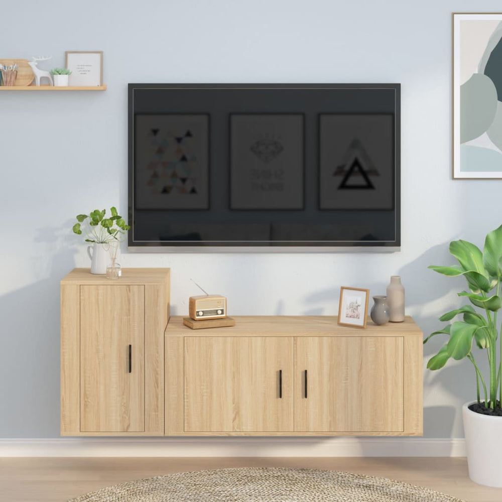 vidaXL Ensemble meuble TV 2 pcs Chêne sonoma Aggloméré