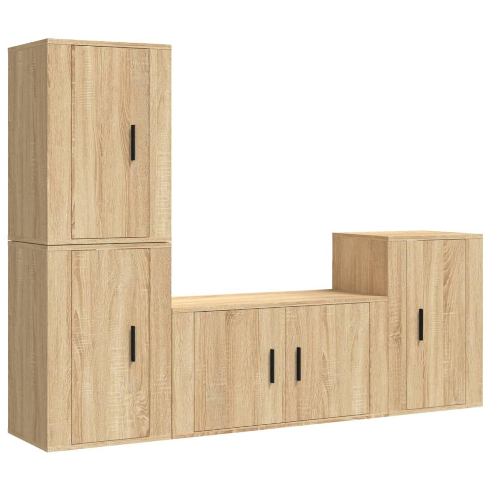 vidaXL Meuble TV, 4 pcs, chêne Sonoma, bois d'ingénierie