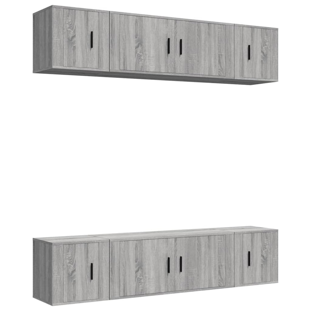 6-tlg. TV-Schrank-Set Grau Sonoma Holzwerkstoff