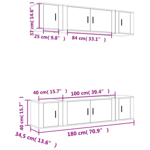 6-tlg. TV-Schrank-Set Grau Sonoma Holzwerkstoff
