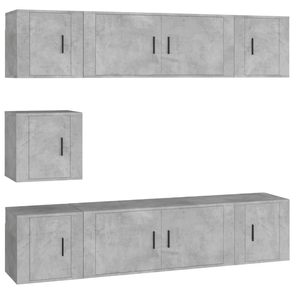 vidaXL Meuble TV 7 pièces gris béton bois d'ingénierie