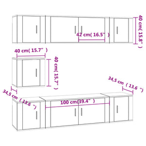 7-tlg. TV-Schrank-Set Betongrau Holzwerkstoff