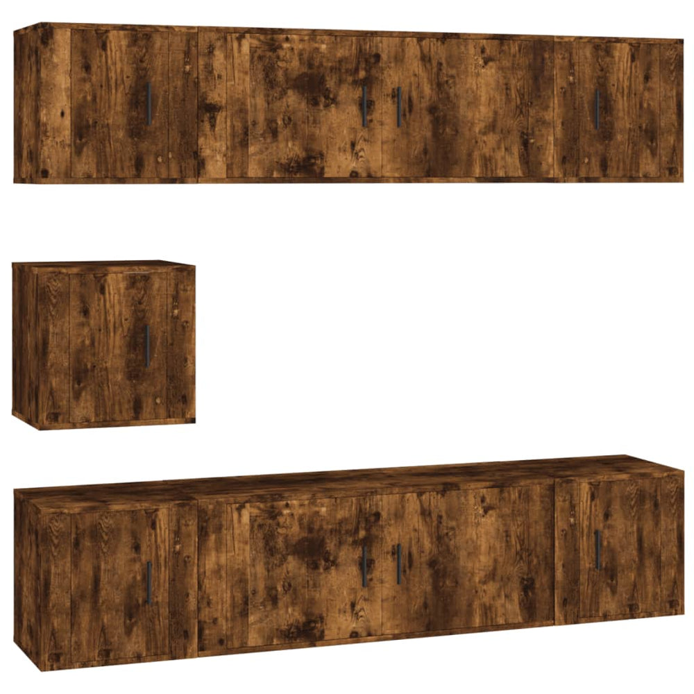 7-tlg. TV-Schrank-Set Räuchereiche Holzwerkstoff