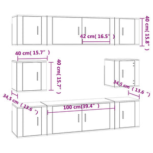 8-tlg. TV-Schrank-Set Betongrau Holzwerkstoff