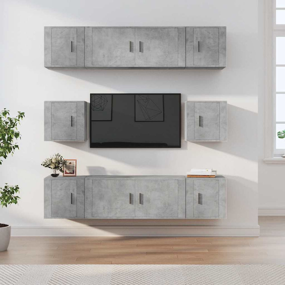 vidaXL Meuble TV 8 pcs Gris béton Aggloméré