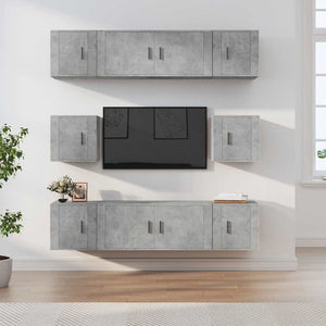 8-tlg. TV-Schrank-Set Betongrau Holzwerkstoff