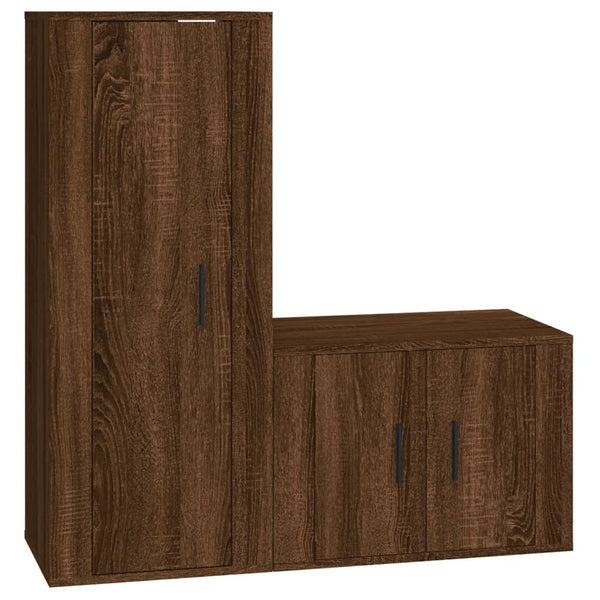 2-tlg. TV-Schrank-Set Braun Eichen-Optik