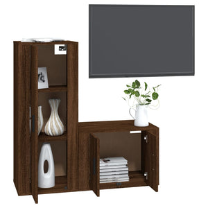 2-tlg. TV-Schrank-Set Braun Eichen-Optik