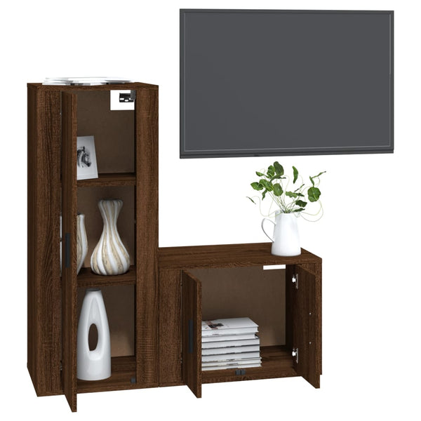 2-tlg. TV-Schrank-Set Braun Eichen-Optik