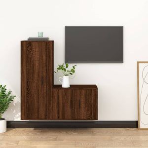 2-tlg. TV-Schrank-Set Braun Eichen-Optik