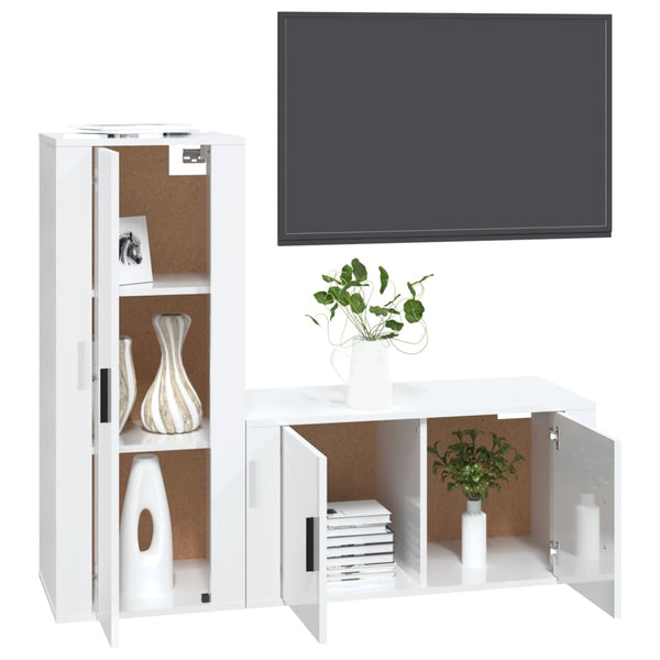 TV-Schrank Set Hochglanz Weiß