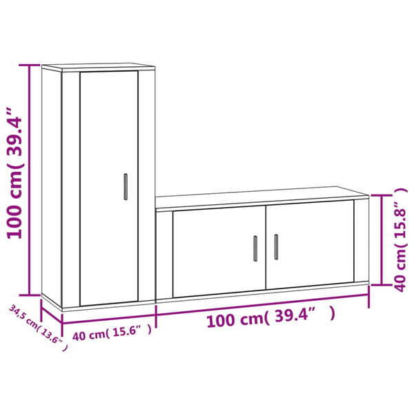 2-tlg. TV-Schrank-Set Räuchereiche