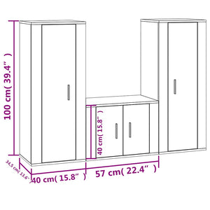 3-tlg. TV-Schrank-Set Grau Sonoma Holzwerkstoff