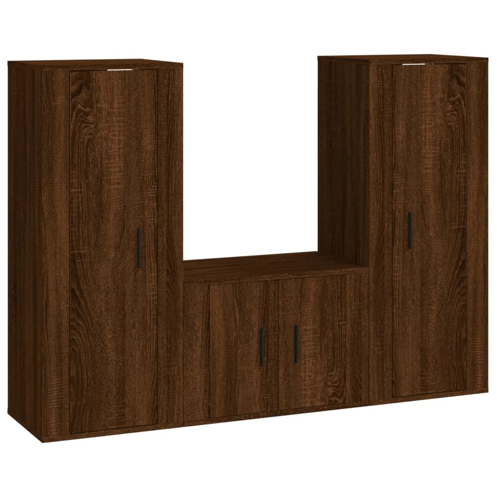 3-tlg TV-Schrank-Set Braun Eichen-Optik