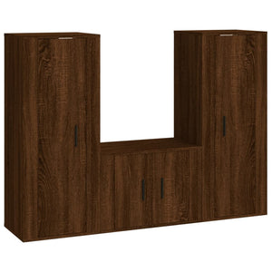 3-tlg TV-Schrank-Set Braun Eichen-Optik