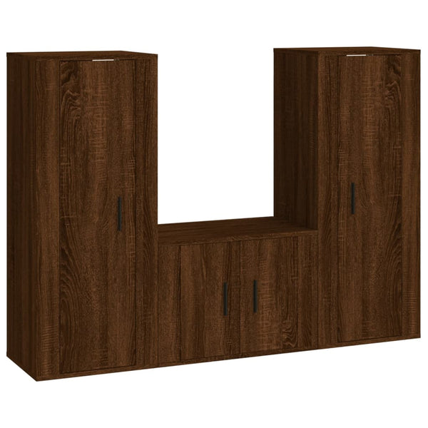 3-tlg TV-Schrank-Set Braun Eichen-Optik