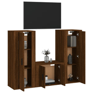 3-tlg TV-Schrank-Set Braun Eichen-Optik