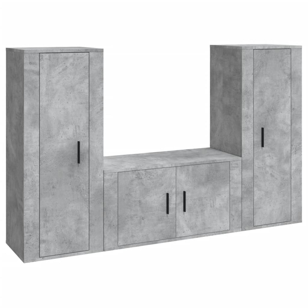vidaXL Ensemble de 3 meubles TV gris béton en bois d'ingénierie