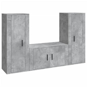 3-tlg. TV-Schrank-Set Betongrau Holzwerkstoff
