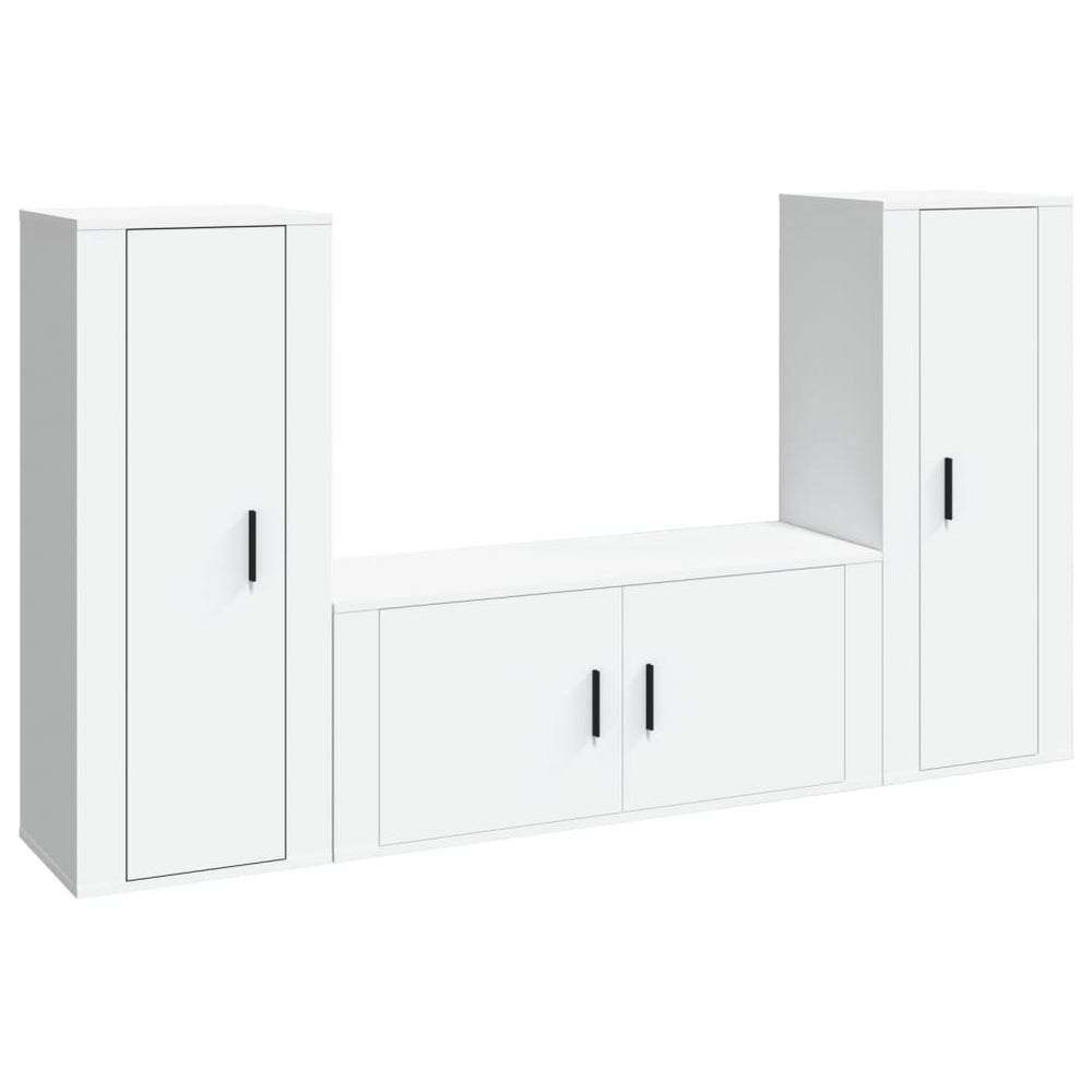 vidaXL Meuble TV 3 pièces Blanc Bois d'ingénierie