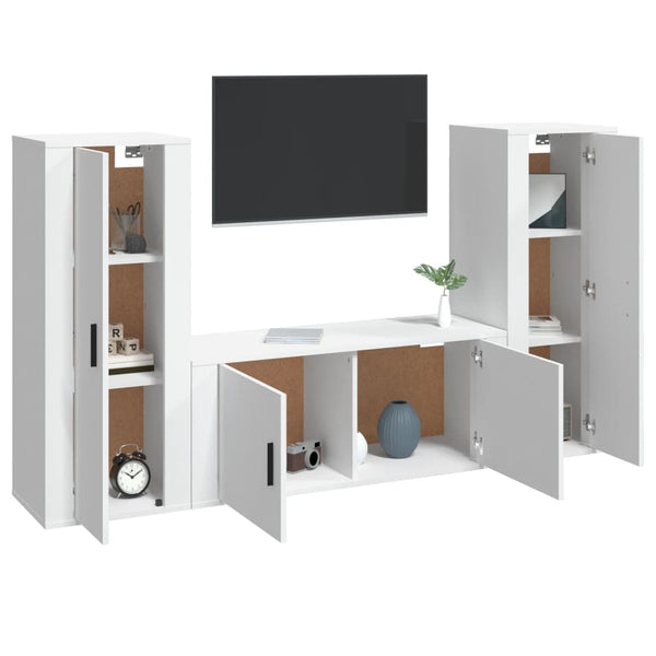 3-tlg. TV-Schrank-Set Weiß Holzwerkstoff